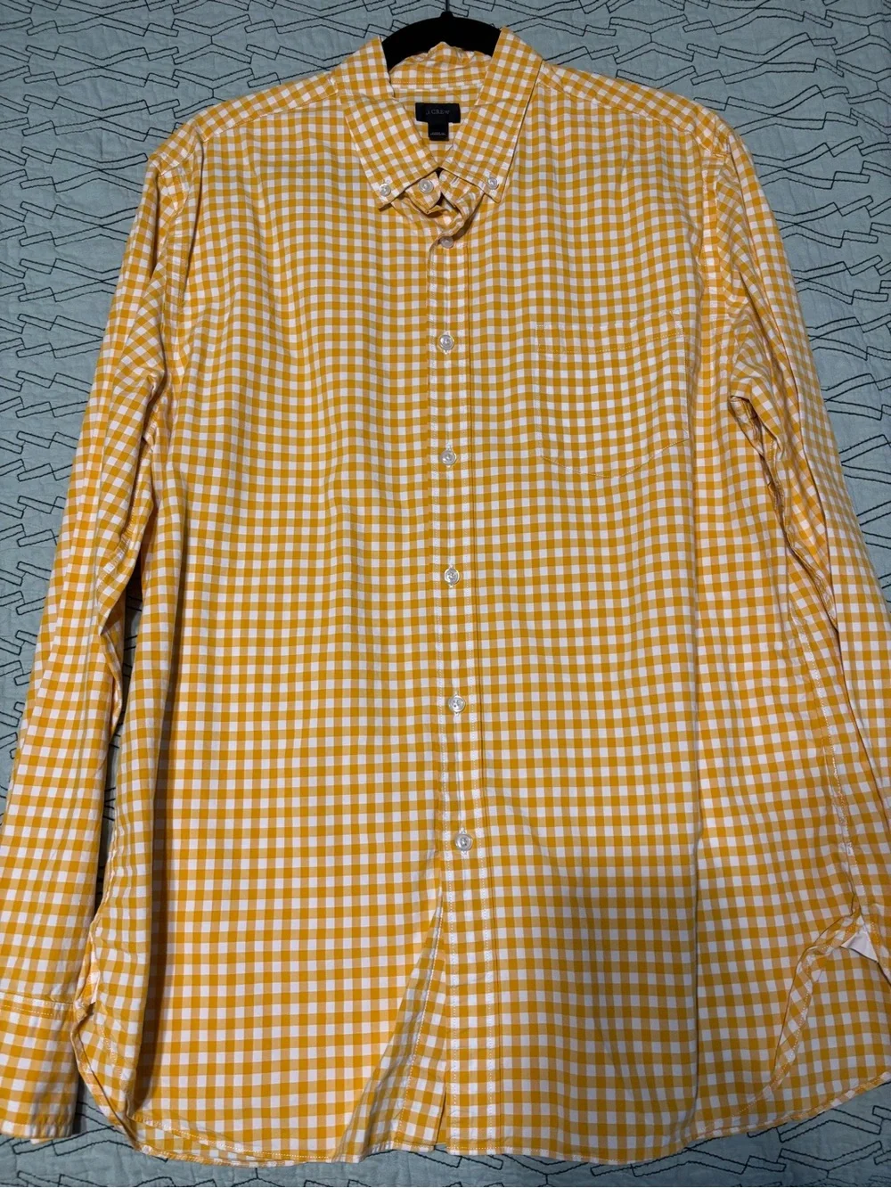 J Crew Men’s L Button Down Shirt Checked Yellow/White